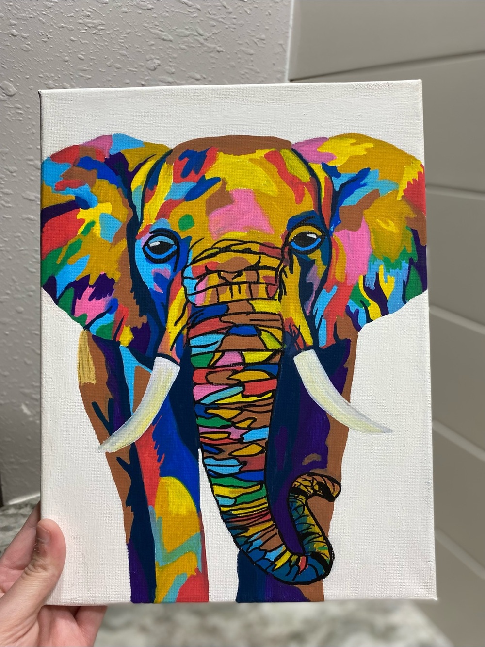 Hand-Crafted Colorful Elephant Pop Art Painting - Picture 3 of 6